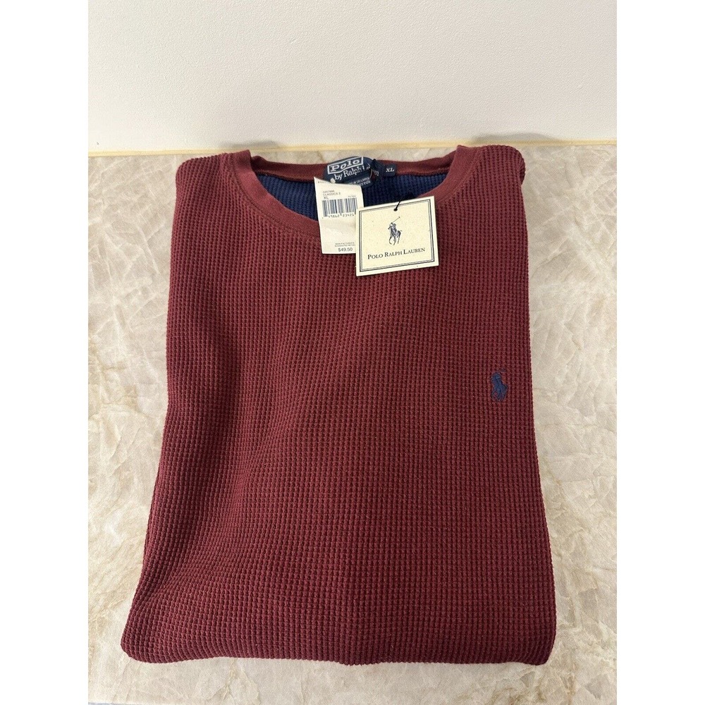 Polo Ralph Lauren Sleepwear Shirt Mens XL Maroon Waffle Knit Casual